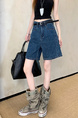 Real Shot and Real Price ~ Retro Washed Dark Blue Wide-Leg Denim Shorts for Women - New High Waist Loose A-Line All-Match