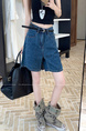 Real Shot and Real Price ~ Retro Washed Dark Blue Wide-Leg Denim Shorts for Women - New High Waist Loose A-Line All-Match
