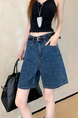 Real Shot and Real Price ~ Retro Washed Dark Blue Wide-Leg Denim Shorts for Women - New High Waist Loose A-Line All-Match