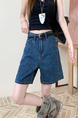 Real Shot and Real Price ~ Retro Washed Dark Blue Wide-Leg Denim Shorts for Women - New High Waist Loose A-Line All-Match