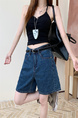 Real Shot and Real Price ~ Retro Washed Dark Blue Wide-Leg Denim Shorts for Women - New High Waist Loose A-Line All-Match