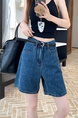 Real Shot and Real Price ~ Retro Washed Dark Blue Wide-Leg Denim Shorts for Women - New High Waist Loose A-Line All-Match