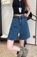 Real Shot and Real Price ~ Retro Washed Dark Blue Wide-Leg Denim Shorts for Women - New High Waist Loose A-Line All-Match