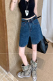 Real Shot and Real Price ~ Retro Washed Dark Blue Wide-Leg Denim Shorts for Women - New High Waist Loose A-Line All-Match
