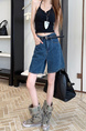 Real Shot and Real Price ~ Retro Washed Dark Blue Wide-Leg Denim Shorts for Women - New High Waist Loose A-Line All-Match