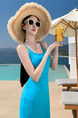 Turquoise In Stock Real Shot Summer New Modal Strap Fishtail Skirt Cross Behind Dress Vacation Style Long Skirt