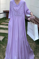 Lavender Real Shot Spot 2025 New Loose Thin Over the Knee Long Dress
