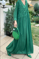 Emerald Green Real Shot Spot 2025 New Loose Thin Over the Knee Long Dress