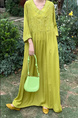 Lime Green Real Shot Spot 2025 New Loose Thin Over the Knee Long Dress