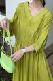 Lime Green Real Shot Spot 2025 New Loose Thin Over the Knee Long Dress