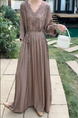 Taupe Real Shot Spot 2025 New Loose Thin Over the Knee Long Dress