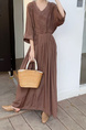 Chocolate Brown Real Shot Spot 2025 New Loose Thin Over the Knee Long Dress