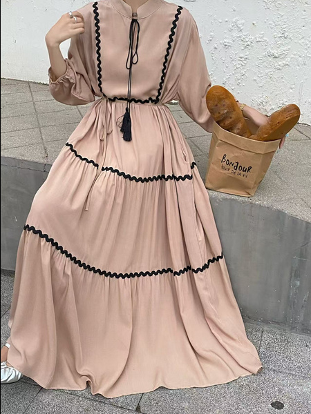 Blush Pink Real Shot Spot 2025 New Loose Thin Over the Knee Long Dress