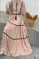 Blush Pink Real Shot Spot 2025 New Loose Thin Over the Knee Long Dress