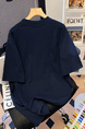 Navy Blue Real Shot 32 Double Yarn Cotton Short-Sleeved T-shirt Summer 2025 New Mid-Length Shoulder Embroidery Round Neck Top Women's Clothing