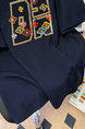 Navy Blue Real Shot 32 Double Yarn Cotton Short-Sleeved T-shirt Summer 2025 New Mid-Length Shoulder Embroidery Round Neck Top Women's Clothing