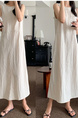 Korean Chic Retro Round Neck Open Line Backless Design Loose Long Vest Cotton and Linen Dress for Women - Color: Beige