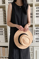 Korean Chic Retro Round Neck Open Line Backless Design Loose Long Vest Cotton and Linen Dress for Women - Color: Black