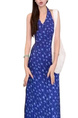 Small Temperament Halter Neck Sleeveless Floral Suspender Dress Women's Summer 2025 New French Backless Long Dress - Color: Blue