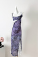 Gradient Purple Real Shot Cost-Effective! Lightly Mature Purple Dress Women's Summer New Tight Waist Sheath Suspender Skirt Lace Long Skirt
