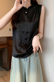 Real Shot Wholesale Price 2025 Summer New Style Temperament Wood Ear Edge Stand Collar French Ruffle Collar Sleeveless Shirt Vest in Black