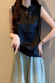Real Shot Wholesale Price 2025 Summer New Style Temperament Wood Ear Edge Stand Collar French Ruffle Collar Sleeveless Shirt Vest in Black