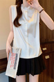 Real Shot Wholesale Price 2025 Summer New Style Temperament Wood Ear Edge Stand Collar French Ruffle Collar Sleeveless Shirt Vest in Ivory White
