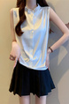 Real Shot Wholesale Price 2025 Summer New Style Temperament Wood Ear Edge Stand Collar French Ruffle Collar Sleeveless Shirt Vest in Ivory White
