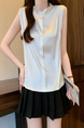 Real Shot Wholesale Price 2025 Summer New Style Temperament Wood Ear Edge Stand Collar French Ruffle Collar Sleeveless Shirt Vest in Ivory White