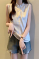 Real Shot Wholesale Price 2025 Summer New Style Temperament Wood Ear Edge Stand Collar French Ruffle Collar Sleeveless Shirt Vest in Soft Cream
