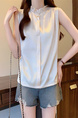 Real Shot Wholesale Price 2025 Summer New Style Temperament Wood Ear Edge Stand Collar French Ruffle Collar Sleeveless Shirt Vest in Soft Cream