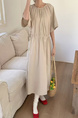 Korean version of 2025 summer Japanese long skirt loose large version casual intellectual dress lazy style commuting - Beige