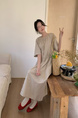 Korean version of 2025 summer Japanese long skirt loose large version casual intellectual dress lazy style commuting - Beige