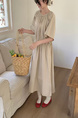 Korean version of 2025 summer Japanese long skirt loose large version casual intellectual dress lazy style commuting - Beige