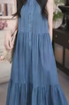 2025 Spring and Summer New Versatile Trendy Korean Style Light Blue Denim Dress