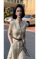 Early Summer Upper Class French Socialite Temperament Goddess Style High Sense Important Occasion Adult Lady-like Woman Wind Waist Tight Dress in Cream Color