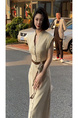 Early Summer Upper Class French Socialite Temperament Goddess Style High Sense Important Occasion Adult Lady-like Woman Wind Waist Tight Dress in Cream Color