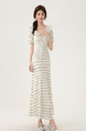 Real Shot Spot 2025 Summer New White Polka Dot Jacquard Dress Ruffled Lace-Up Slim Long Skirt in Cream