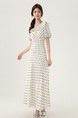 Real Shot Spot 2025 Summer New White Polka Dot Jacquard Dress Ruffled Lace-Up Slim Long Skirt in Cream