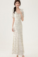 Real Shot Spot 2025 Summer New White Polka Dot Jacquard Dress Ruffled Lace-Up Slim Long Skirt in Cream