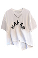 Siloy Real Shot 2025 Summer New ICE Cotton Fashion Hot Girl Alphabet Embroidery Irregular All-Match T-shirt in White