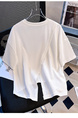 Siloy Real Shot 2025 Summer New ICE Cotton Fashion Hot Girl Alphabet Embroidery Irregular All-Match T-shirt in White
