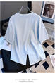 Siloy Real Shot 2025 Summer New ICE Cotton Fashion Hot Girl Alphabet Embroidery Irregular All-Match T-shirt in Light Blue