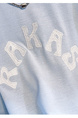 Siloy Real Shot 2025 Summer New ICE Cotton Fashion Hot Girl Alphabet Embroidery Irregular All-Match T-shirt in Light Blue