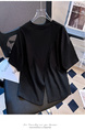 Siloy Real Shot 2025 Summer New ICE Cotton Fashion Hot Girl Alphabet Embroidery Irregular All-Match T-shirt in Black