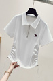 Siloy Real Shot 2025 Summer New Polo Collar Zipper Short Sleeve T-shirt Simple Versatile Bottoming Top in White