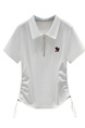 Siloy Real Shot 2025 Summer New Polo Collar Zipper Short Sleeve T-shirt Simple Versatile Bottoming Top in White