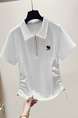Siloy Real Shot 2025 Summer New Polo Collar Zipper Short Sleeve T-shirt Simple Versatile Bottoming Top in White