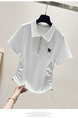 Siloy Real Shot 2025 Summer New Polo Collar Zipper Short Sleeve T-shirt Simple Versatile Bottoming Top in White