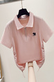 Siloy Real Shot 2025 Summer New Polo Collar Zipper Short Sleeve T-shirt Simple Versatile Bottoming Top in Pink